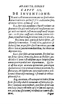 Capvt III. De Inventione