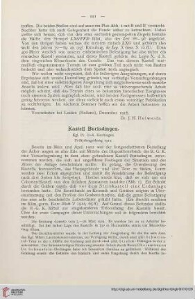 1: Kastell Burladingen : Kgl. Pr. O.-A. Hechingen. Frühjahrsgrabung 1914