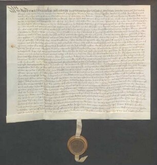 Hans Scherer, Schultheiß, und genannte Mitglieder des Gerichts zu Zeutern beurkunden eine Gültverschreibung des Wendel Müller und seiner Ehefrau Margaretha über 20 Gulden gegenüber Wilhelm Rehm, Generalkollektor des Bistums Speyer.