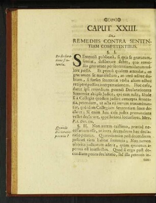 Caput XXIII. De remediis contra sententiam competentibus.