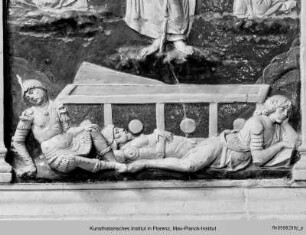 Kanzelrelief mit Abendmahl, Auferstehung und Himmelfahrt : Auferstehung