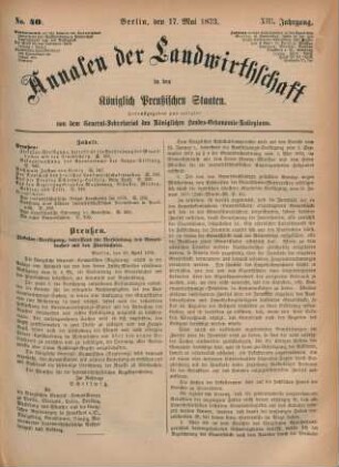 No. 40. Berlin, den 17. Mai 1873. XIII. Jahrgang.