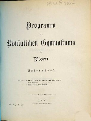 Programm des Königlichen Gymnasiums zu Ploen : Ostern .... 1882/83