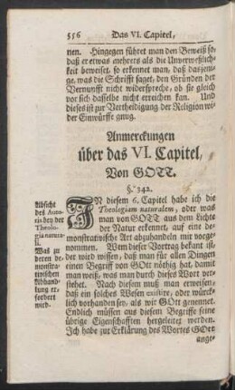 Anmerckungen über das VI. Capitel, Von GOTT