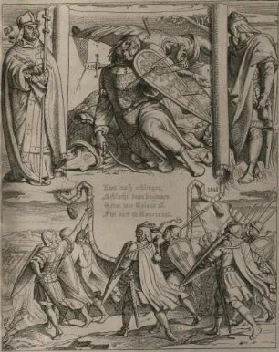 Aus dem Rolandlied "Lied muss erklingen" : Rethel: Alfred: Aus dem Rolandslied "Lied muss erklingen". Radierung; 260 x 220 mm. 1841