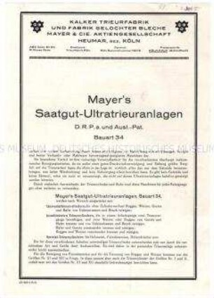 Saatgut-Ultratrieuranlagen Bauart 34