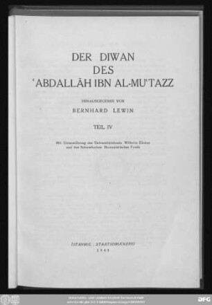 Ǧuzʾ 4: Dīwān Ibn-al-Muʿtazz