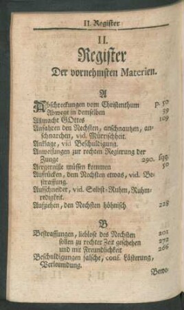 II. Register Der vornehmsten Materien