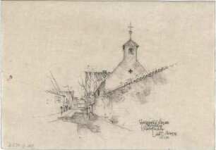 Gsaenger, Gustav; Moosburg (Bayern); Elisabethenheim, Trafostation mit Kapelle - Perspektive