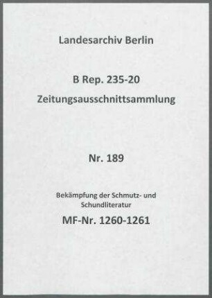 Bekämpfung der Schmutz- und Schundliteratur