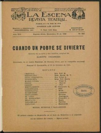 Cuando un pobre se divierte : sainete en un acto y dos cuadros