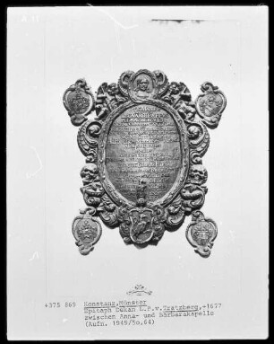 Epitaph Dekan L. P. von Tratzberg