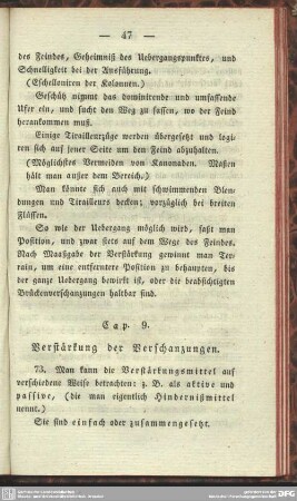 Cap. 9. Verstärkung der Verschanzungen