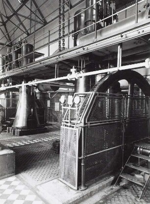 Halle mit Kolbenpumpen und Dampfmaschinen
