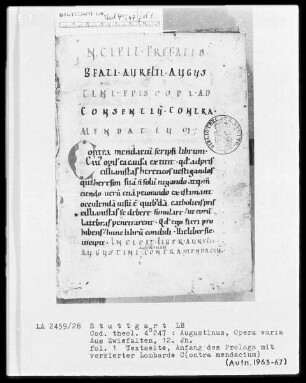 Augustinus, Libri contra mendacium — Initiale C(ontra mendacium), Folio 1recto