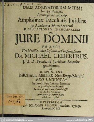 De iure dominii : disputationem inauguralem