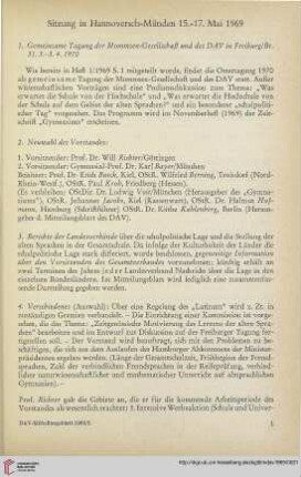 12: Sitzung in Hannoversch-Münden 15.-17. Mai 1969