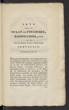Iets over den Staat der Financien, Koophandel, enz. van de Engelsche Oost-Indische Compagnie. (Vervolg van No. 9.)