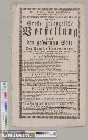 Große acrobatische Vorstellung auf dem gespannten Seile