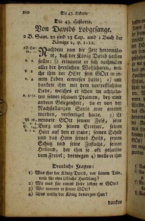 Die 43. Historie. Von Davids Lobgesange. - Die 45. Historie. Vom Könige Josaphat.