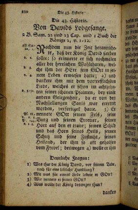 Die 43. Historie. Von Davids Lobgesange. - Die 45. Historie. Vom Könige Josaphat.
