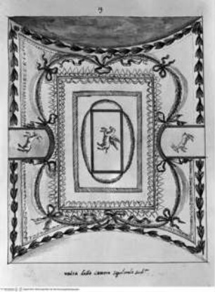 Nachzeichnungen von Bildwerken der Vigna Moroni und anderen Orten Roms, Gewölbeornament mit Pegasusmotiv