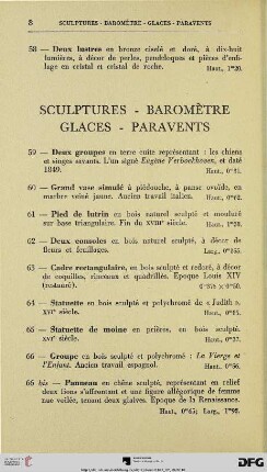 Sculptures – Baromètra – Galces – Paravents (Nr. 59-76)