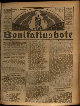 Erste Ausgabe vom Sonntag, den 21. September 1924.