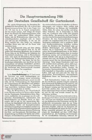 29: Die Hauptversammlung 1916 der Deutschen Gesellschaft für Gartenkunst
