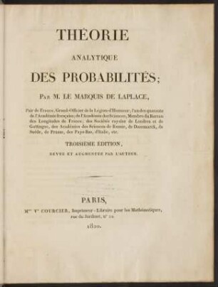 Théorie analytique des probabilités