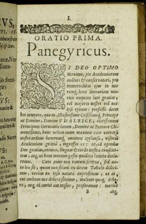 Oratio Prima. Panegyricus.
