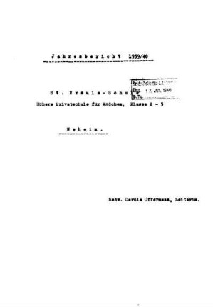1939/40: Jahresbericht ... - 1939/40