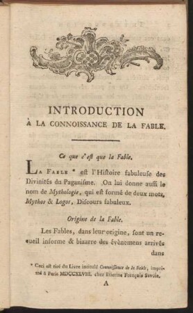 Introduction Á La Connoissance De La Fable