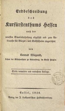 Erdbeschreibung des Kurfürstenthums Heßen