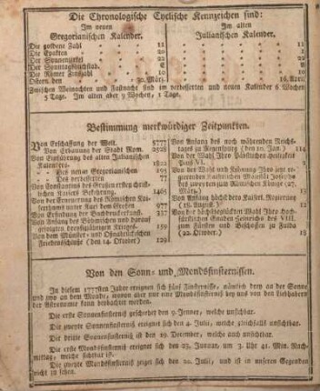 Die chronologische cyclische Kennzeichen sind: ...