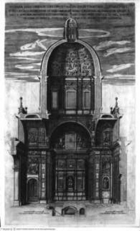 Basilicae S. Mariae Maioris de urbe a Liberio papa I usque ad Paulum V. Pont. Max., Taf. 176: Rom, S. Maria Maggiore, Querschnitt durch die Cappella Sistina mit dem Grabmonument Pius V.