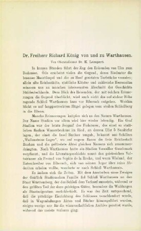 [Nekrolog] Dr. Freiherr Richard König von und zu Warthausen