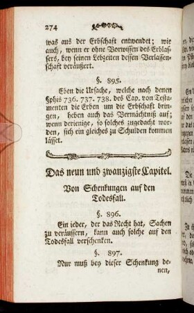 Das neun und zwanzigste Capitel. Von Schenkungen auf den Todesfall.