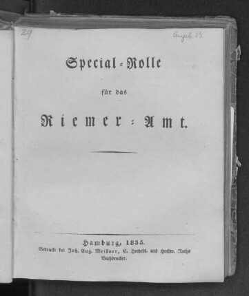 Special-Rolle für das Riemer-Amt