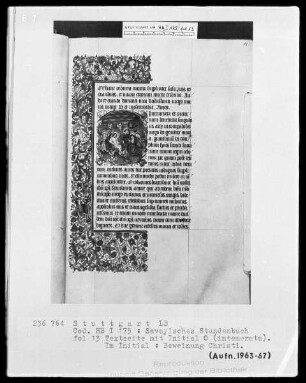 Liber horarum — Initiale O (intemerata) mit der Beweinung Christi, Folio 13recto