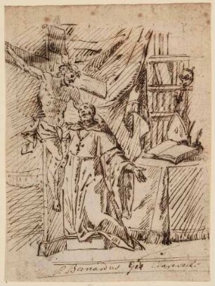Der heilige Bernhard von Clairvaux vor dem Kruzifix