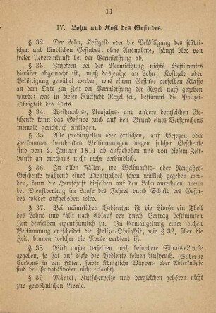 IV. Lohn und Kost des Gesindes