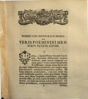 Dissertatio Inavgvralis Physiologico-Medica Cavsae Menstrvi Flvxvs Disqvisitionem Exhibens