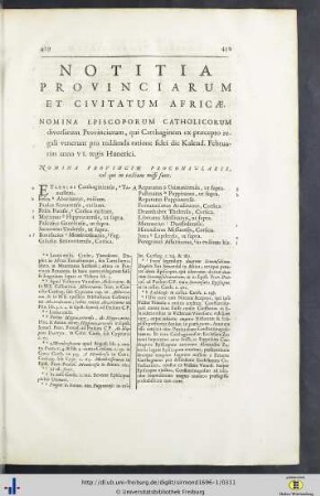 VI. Notitia Provinciarum Et Civitatum Africae.