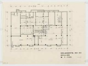 Wohnhäuser Uhlandstraße 40/41, Berlin-Wilmersdorf: Grundriss Kellergeschoss 1:100