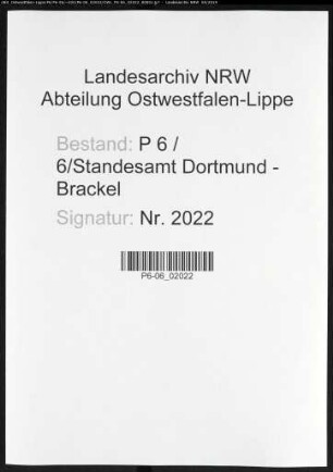 Sterberegister Standesamt Dortmund-Brackel (VI)