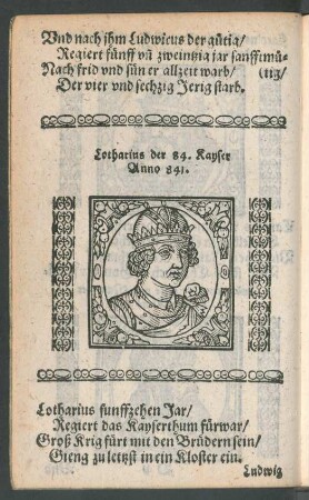 Lotharius der 84. Kayser Anno 841.