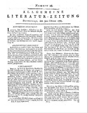 Poetische Blumenlese. Fürs Jahr 1785. Dresden: Gerlach [1785]