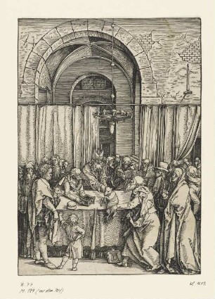 Joachims Opfer wird vom Hohepriester zurückgewiesen, Blatt 2 der Folge "Marienleben (vor dem Text)"