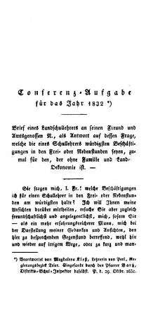 Conferenz-Aufgabe für das Jahr 1832